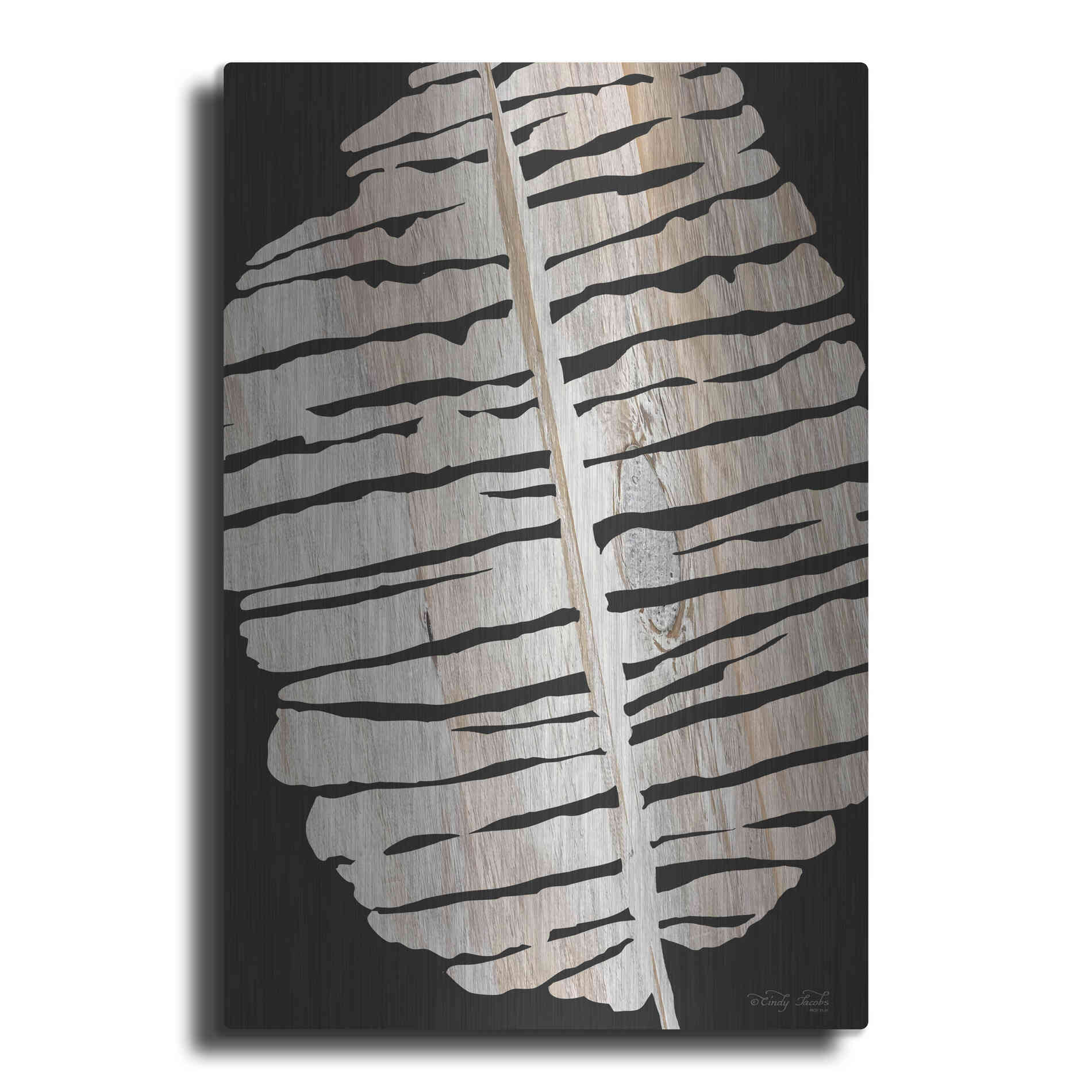 Luxe Metal Art 'Palm Frond Wood Grain II' by Cindy Jacobs, Metal Wall Art