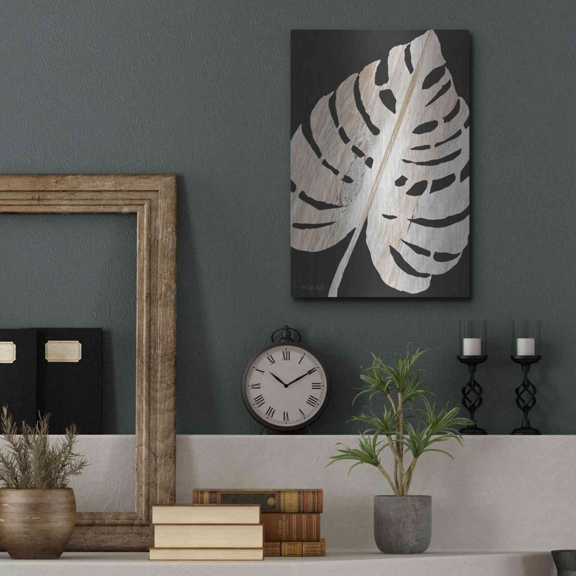 Luxe Metal Art 'Palm Frond Wood Grain III' by Cindy Jacobs, Metal Wall Art,12x16