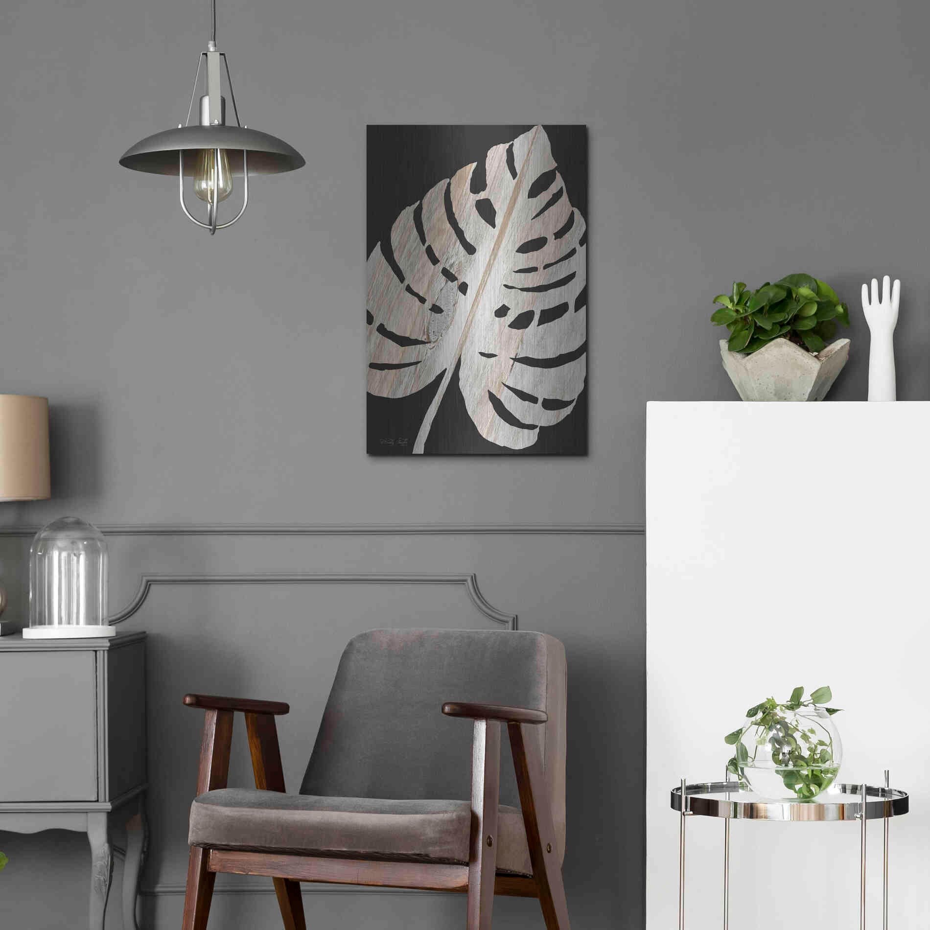 Luxe Metal Art 'Palm Frond Wood Grain III' by Cindy Jacobs, Metal Wall Art,16x24