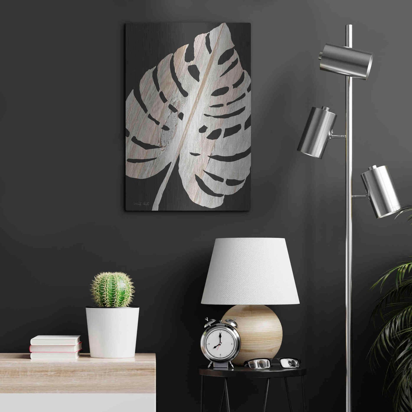 Luxe Metal Art 'Palm Frond Wood Grain III' by Cindy Jacobs, Metal Wall Art,16x24