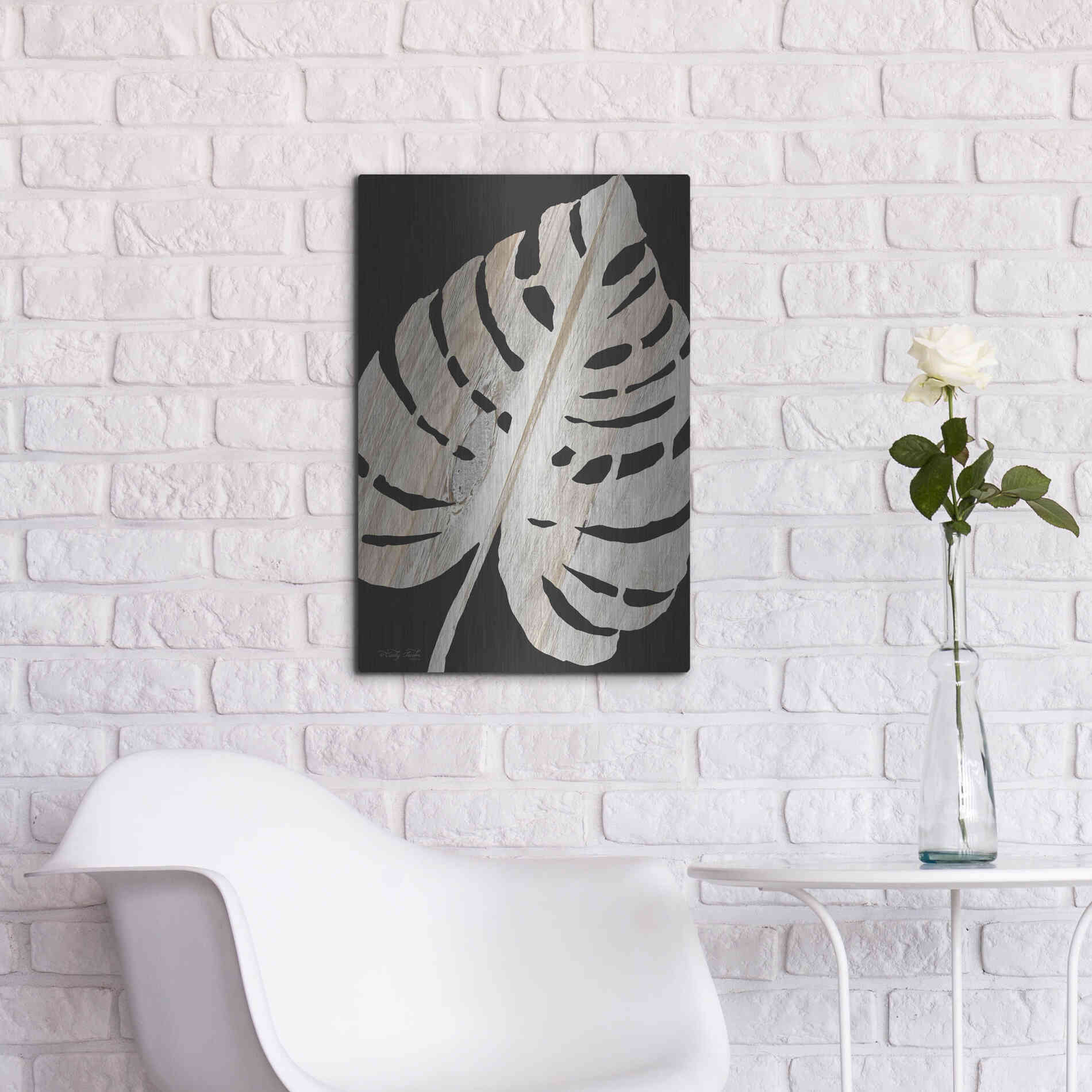 Luxe Metal Art 'Palm Frond Wood Grain III' by Cindy Jacobs, Metal Wall Art,16x24