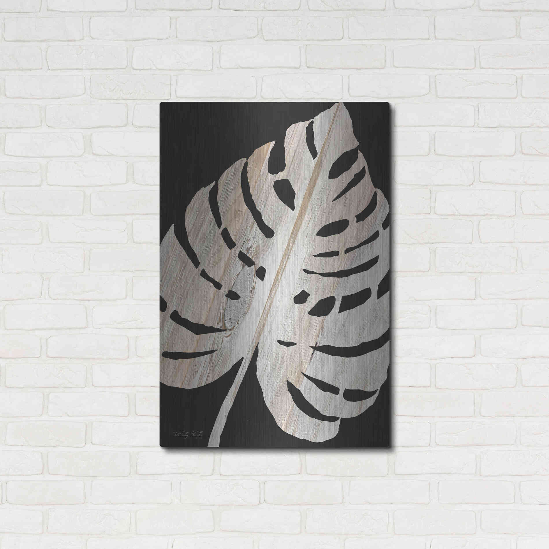 Luxe Metal Art 'Palm Frond Wood Grain III' by Cindy Jacobs, Metal Wall Art,24x36