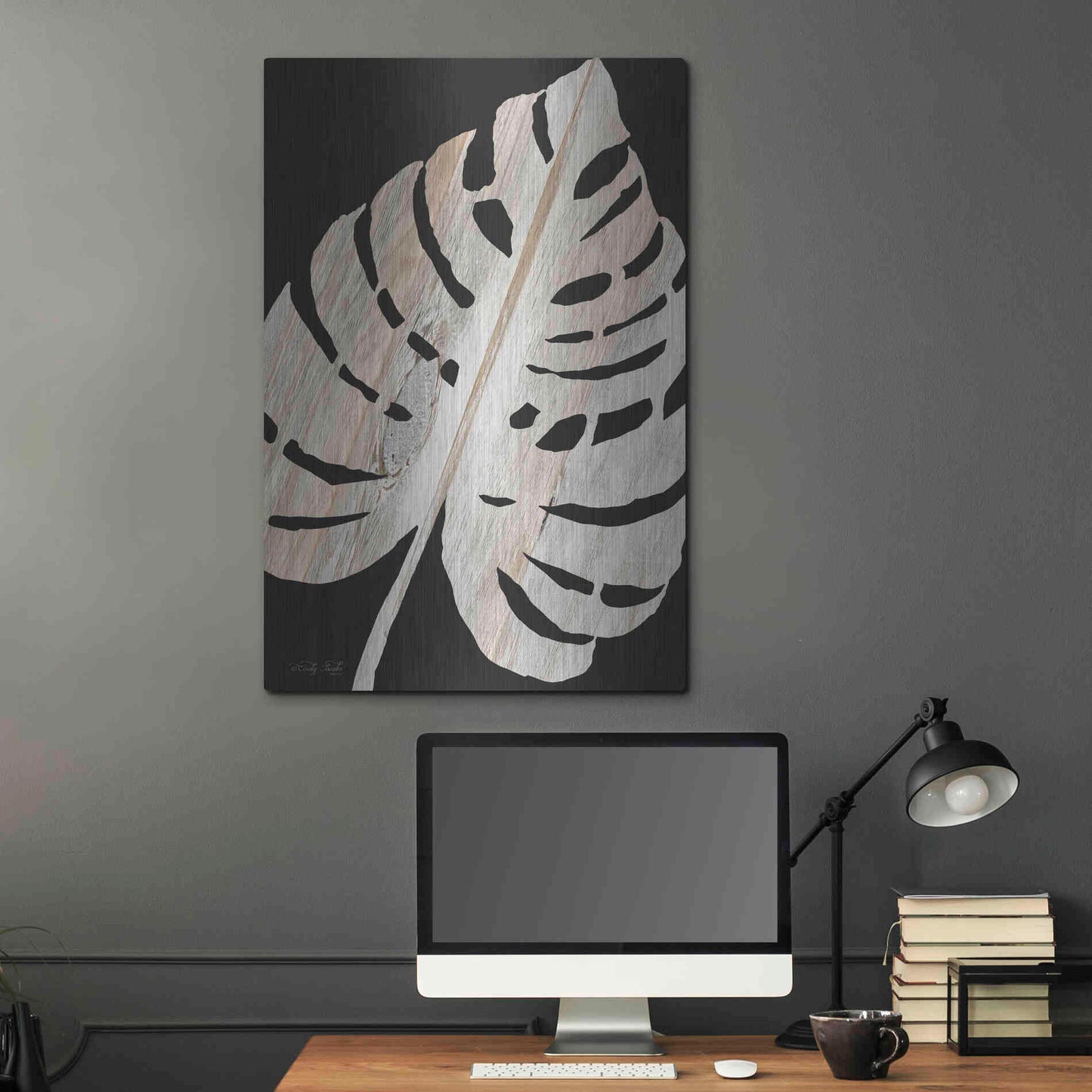 Luxe Metal Art 'Palm Frond Wood Grain III' by Cindy Jacobs, Metal Wall Art,24x36
