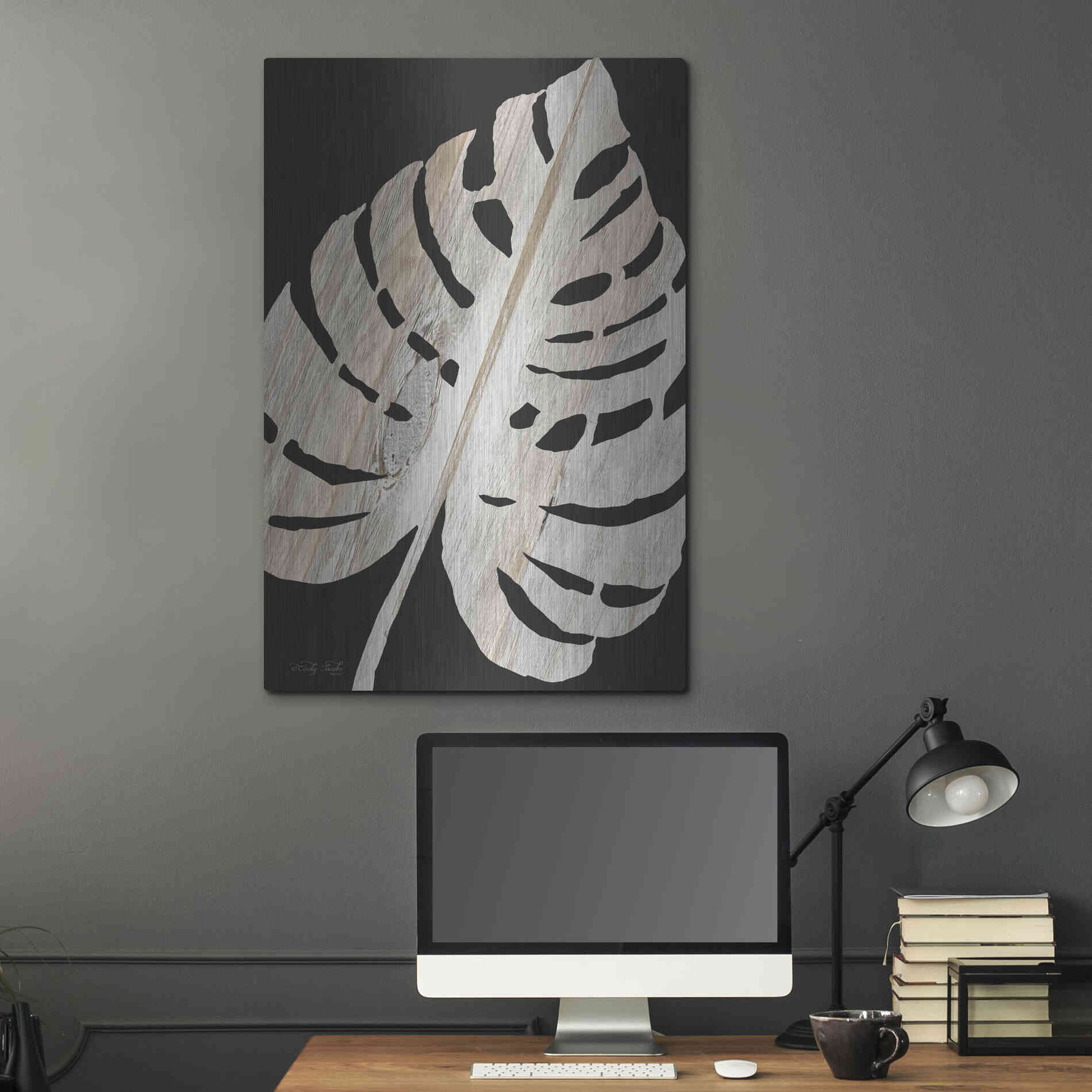 Luxe Metal Art 'Palm Frond Wood Grain III' by Cindy Jacobs, Metal Wall Art,24x36
