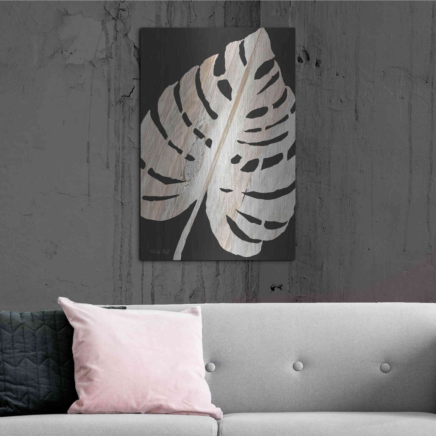 Luxe Metal Art 'Palm Frond Wood Grain III' by Cindy Jacobs, Metal Wall Art,24x36