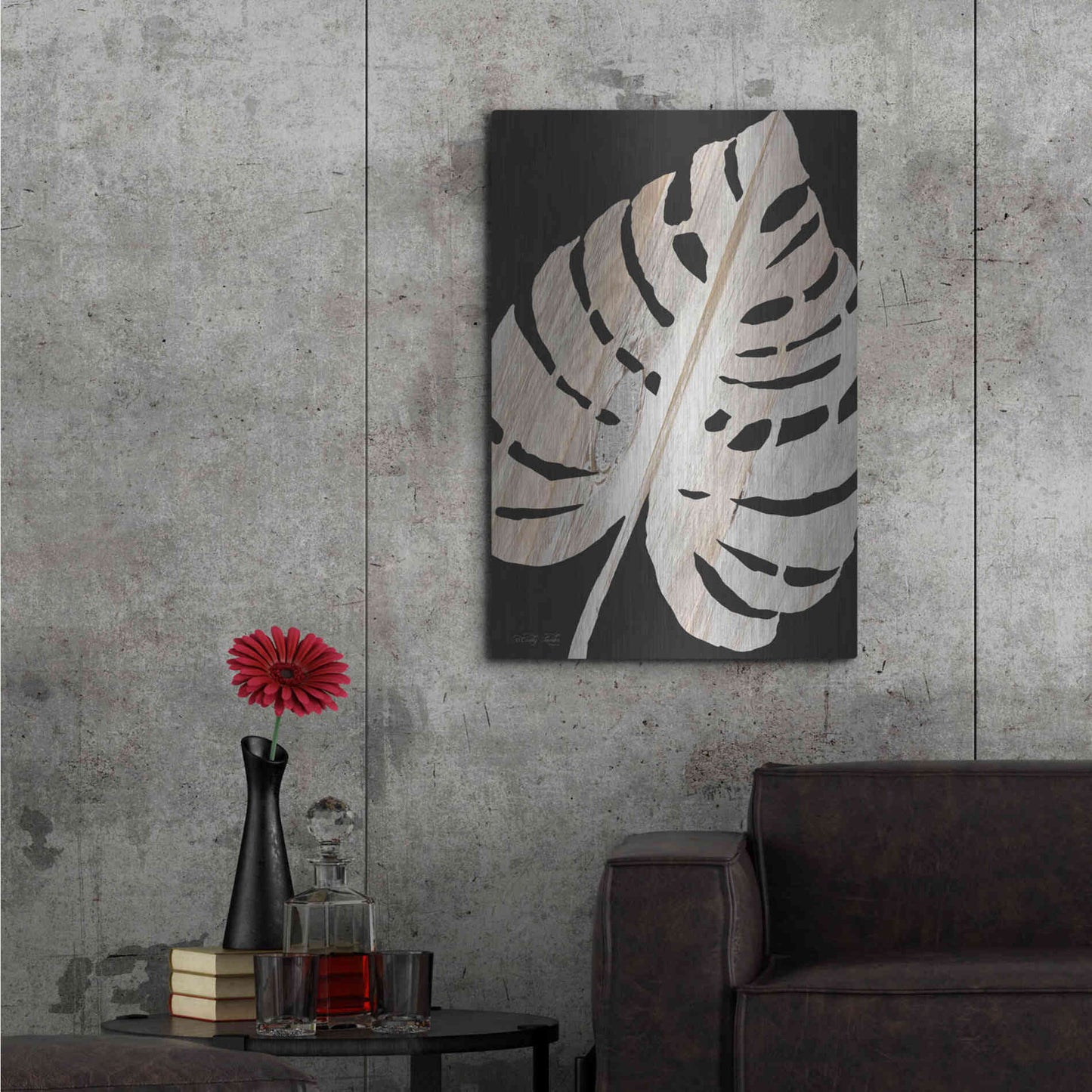 Luxe Metal Art 'Palm Frond Wood Grain III' by Cindy Jacobs, Metal Wall Art,24x36