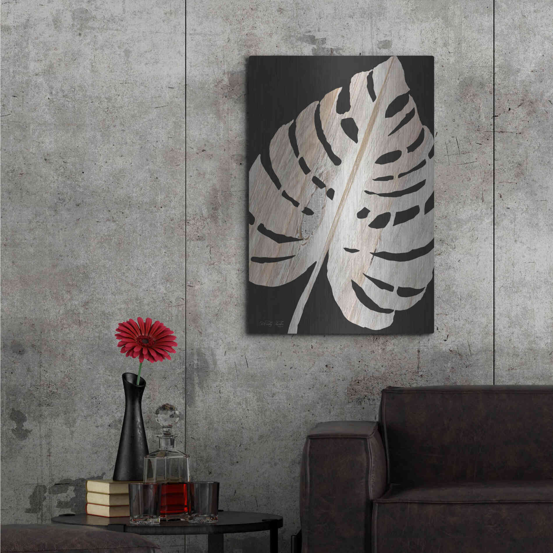 Luxe Metal Art 'Palm Frond Wood Grain III' by Cindy Jacobs, Metal Wall Art,24x36