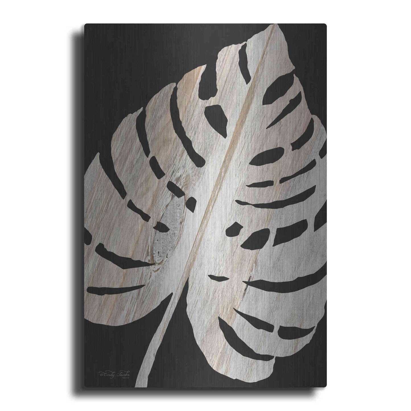Luxe Metal Art 'Palm Frond Wood Grain III' by Cindy Jacobs, Metal Wall Art