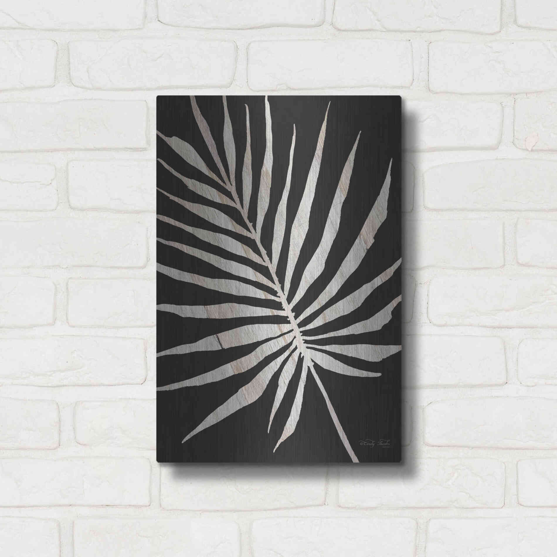 Luxe Metal Art 'Palm Frond Wood Grain IV' by Cindy Jacobs, Metal Wall Art,12x16