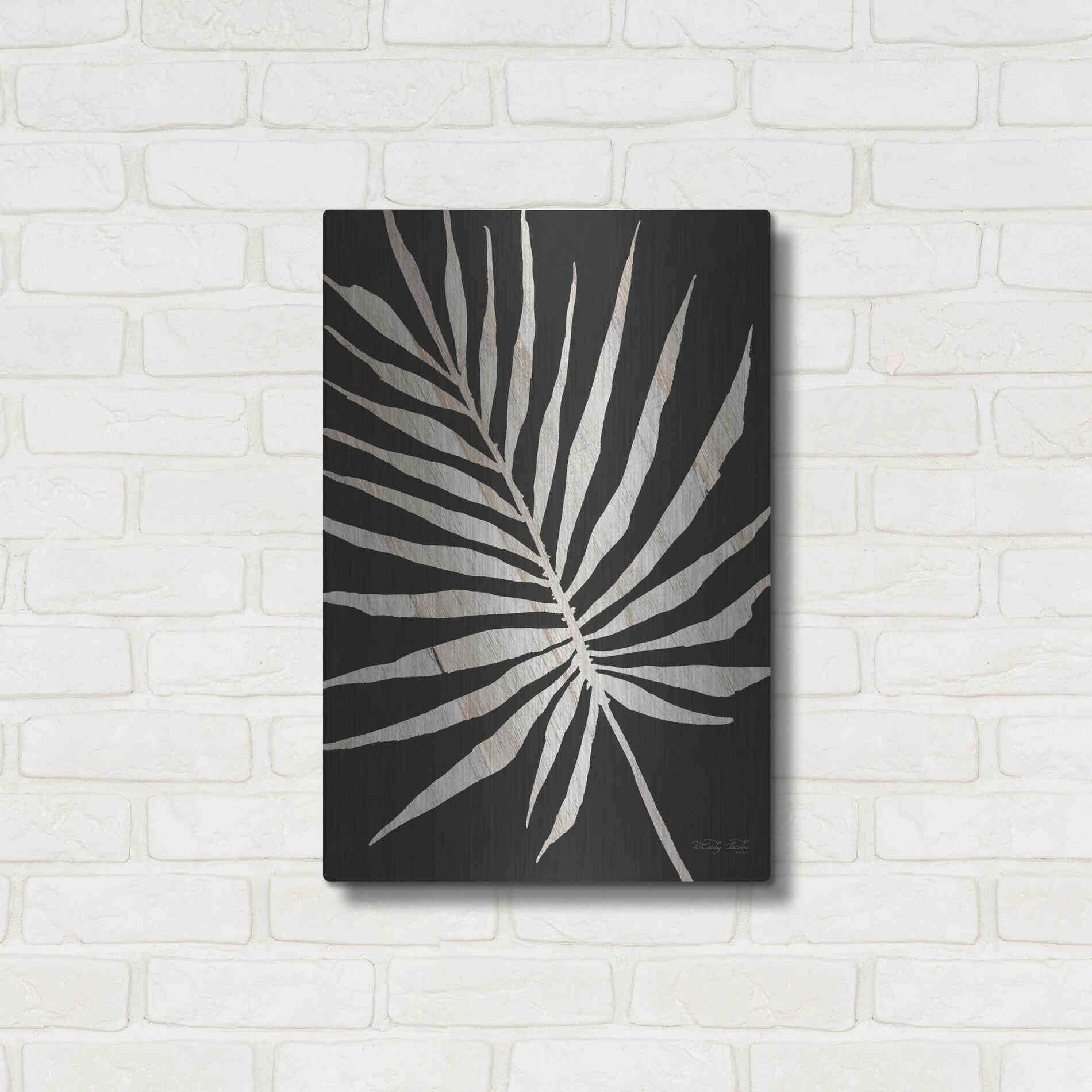 Luxe Metal Art 'Palm Frond Wood Grain IV' by Cindy Jacobs, Metal Wall Art,16x24