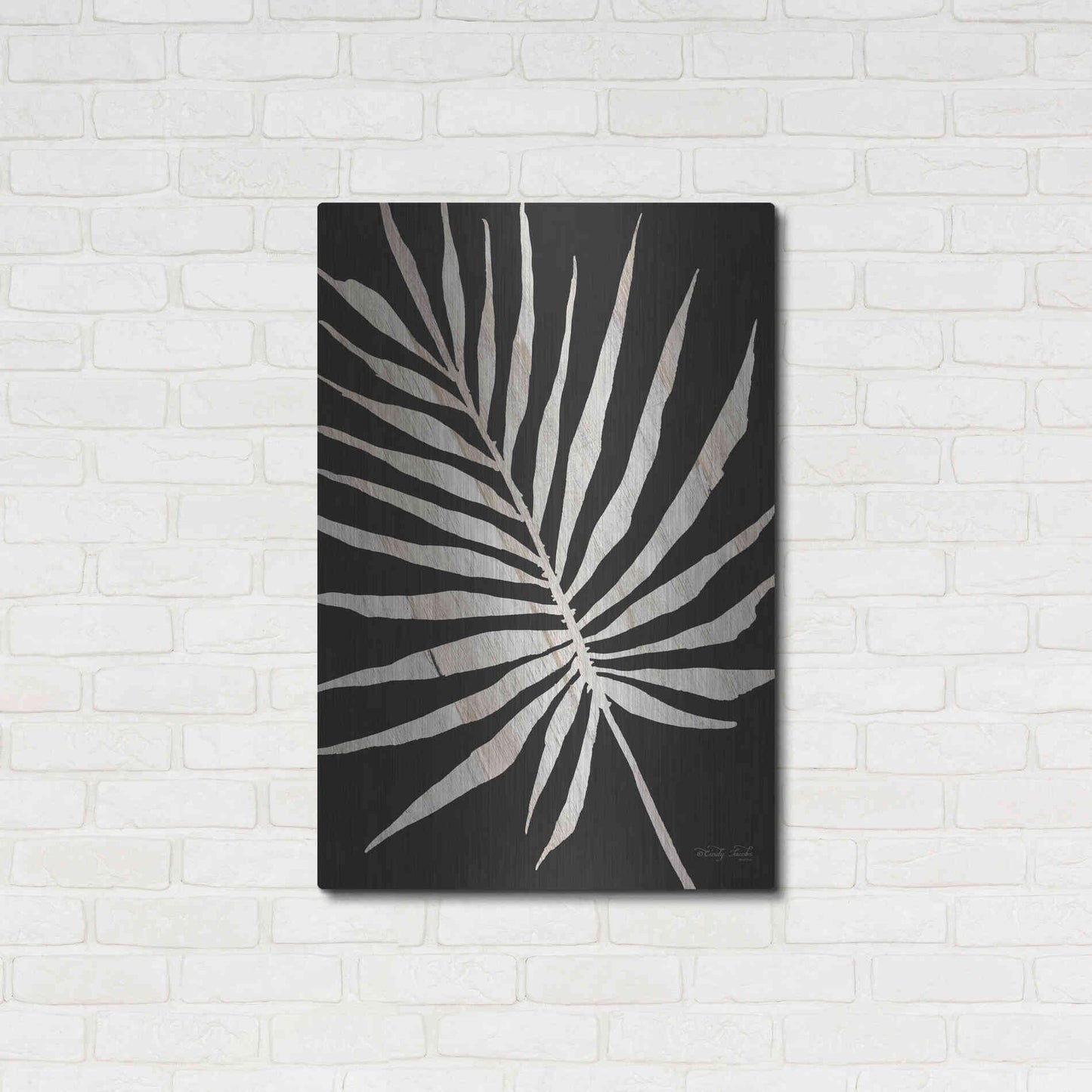 Luxe Metal Art 'Palm Frond Wood Grain IV' by Cindy Jacobs, Metal Wall Art,24x36