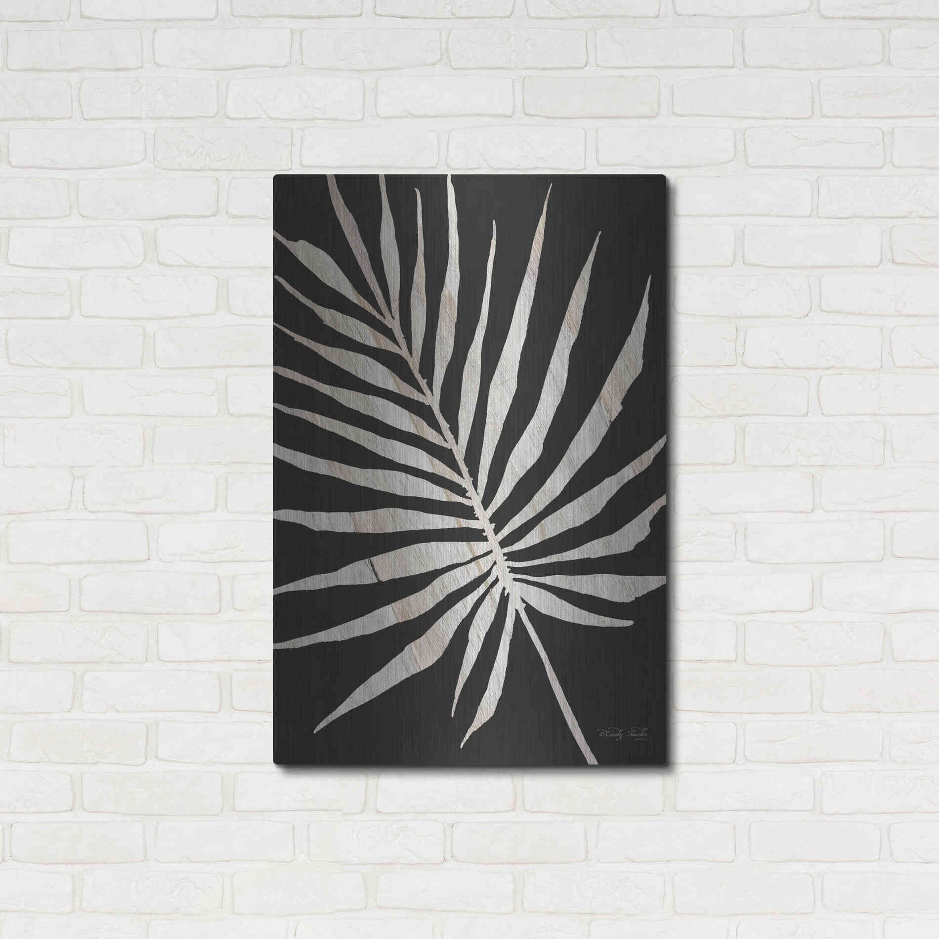 Luxe Metal Art 'Palm Frond Wood Grain IV' by Cindy Jacobs, Metal Wall Art,24x36
