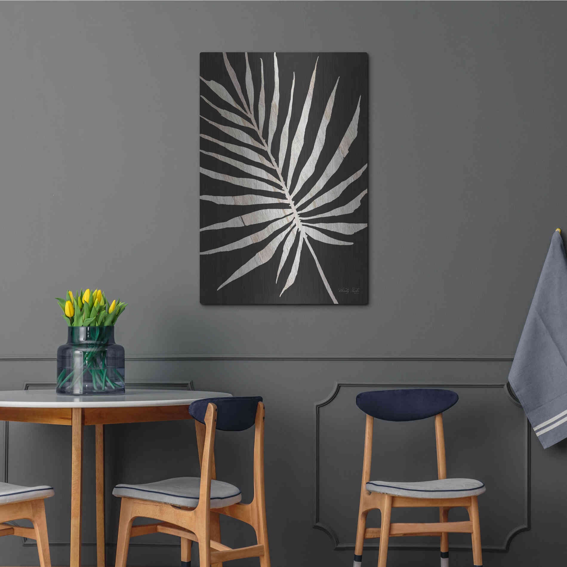 Luxe Metal Art 'Palm Frond Wood Grain IV' by Cindy Jacobs, Metal Wall Art,24x36