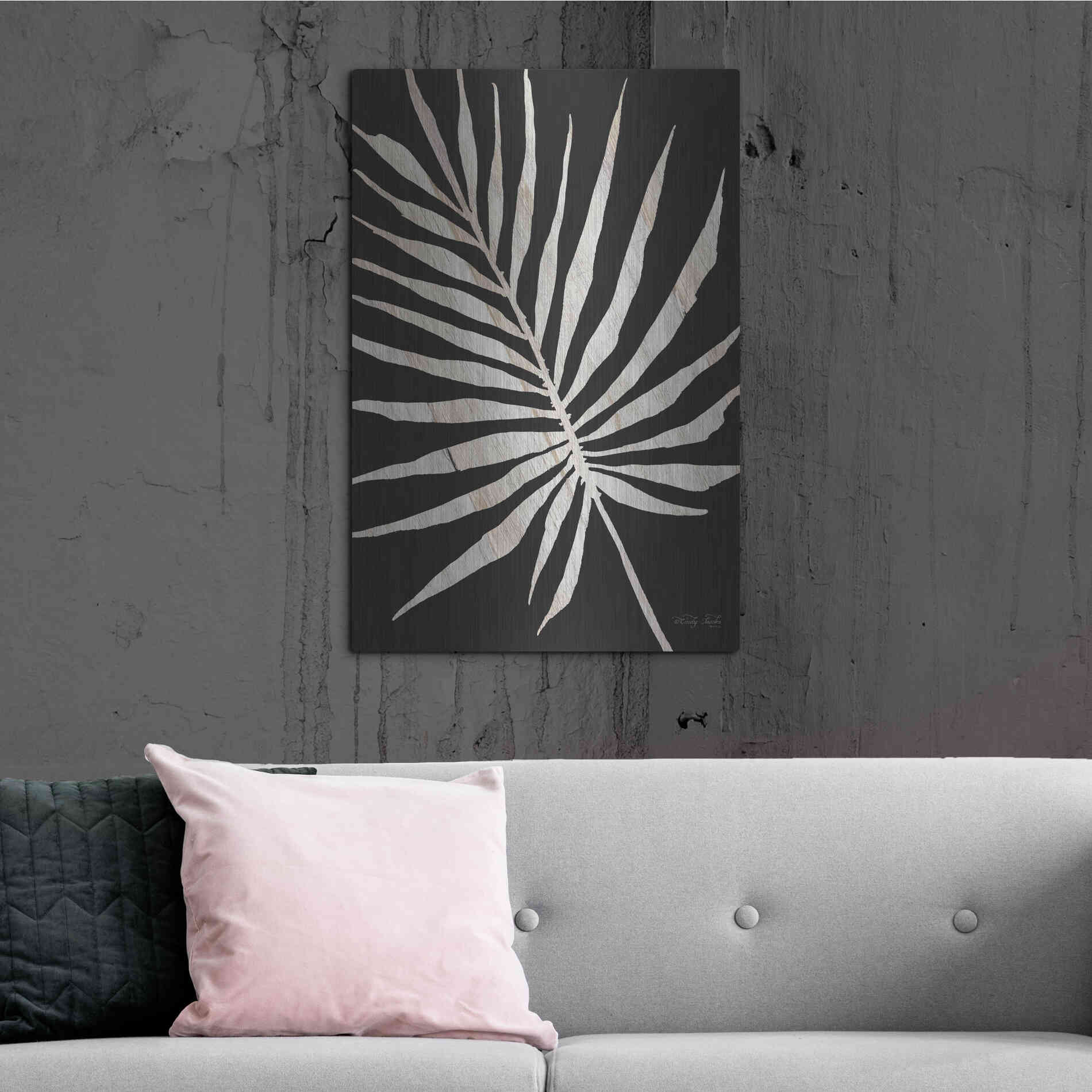 Luxe Metal Art 'Palm Frond Wood Grain IV' by Cindy Jacobs, Metal Wall Art,24x36