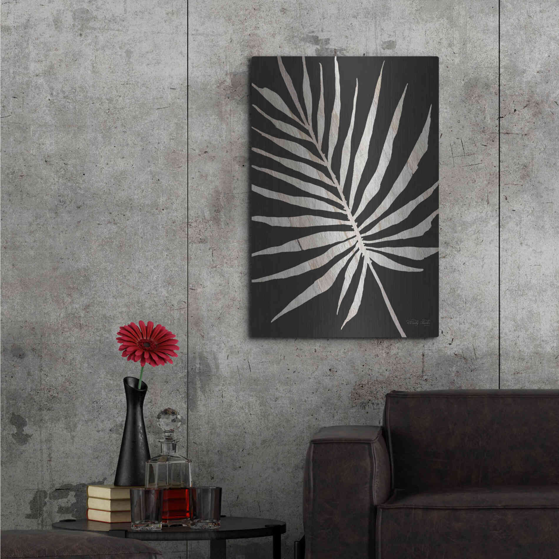 Luxe Metal Art 'Palm Frond Wood Grain IV' by Cindy Jacobs, Metal Wall Art,24x36
