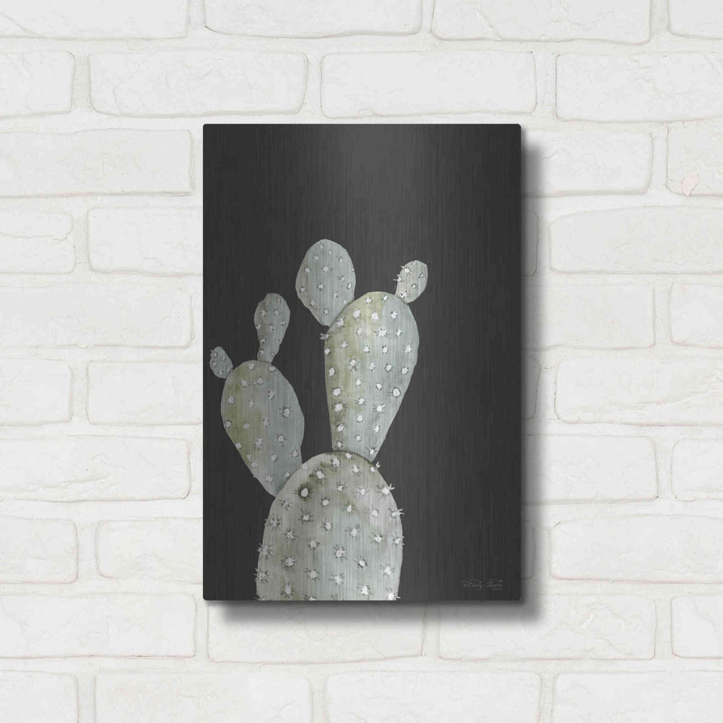 Luxe Metal Art 'Happy Cactus I' by Cindy Jacobs, Metal Wall Art,12x16