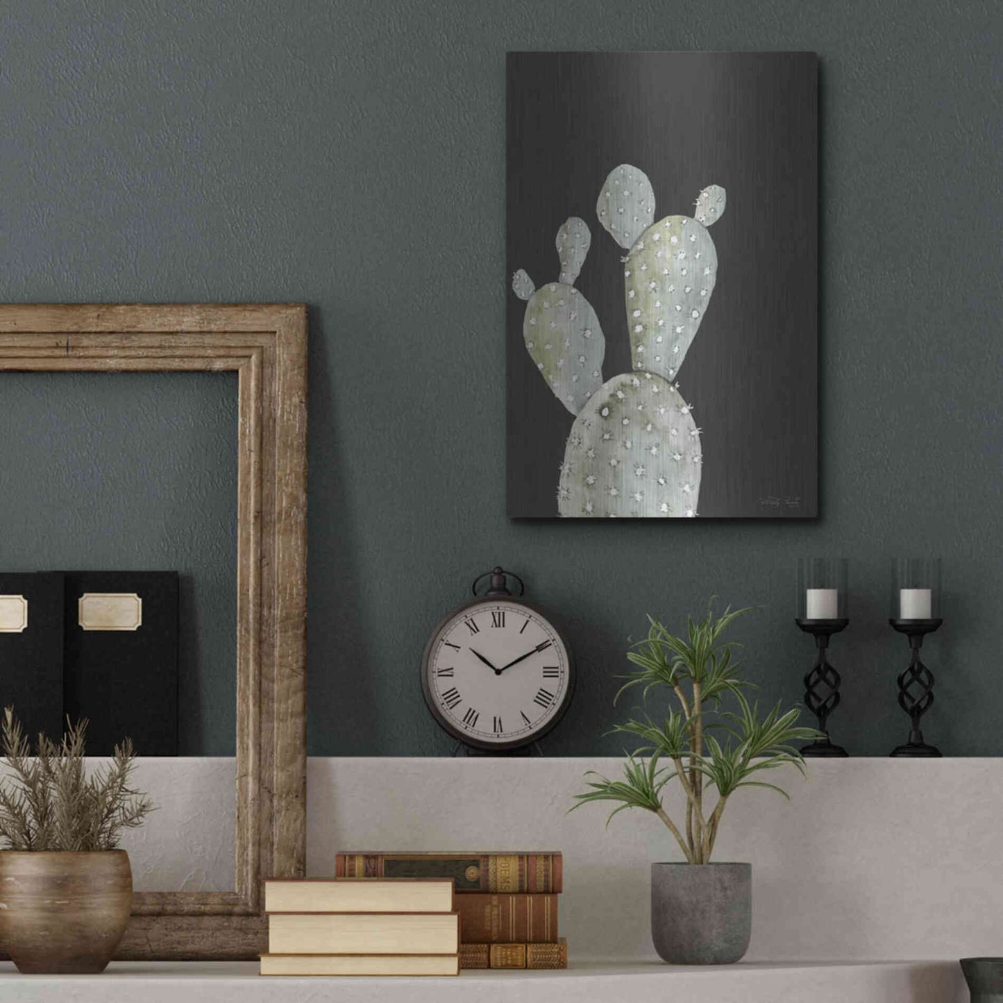 Luxe Metal Art 'Happy Cactus I' by Cindy Jacobs, Metal Wall Art,12x16
