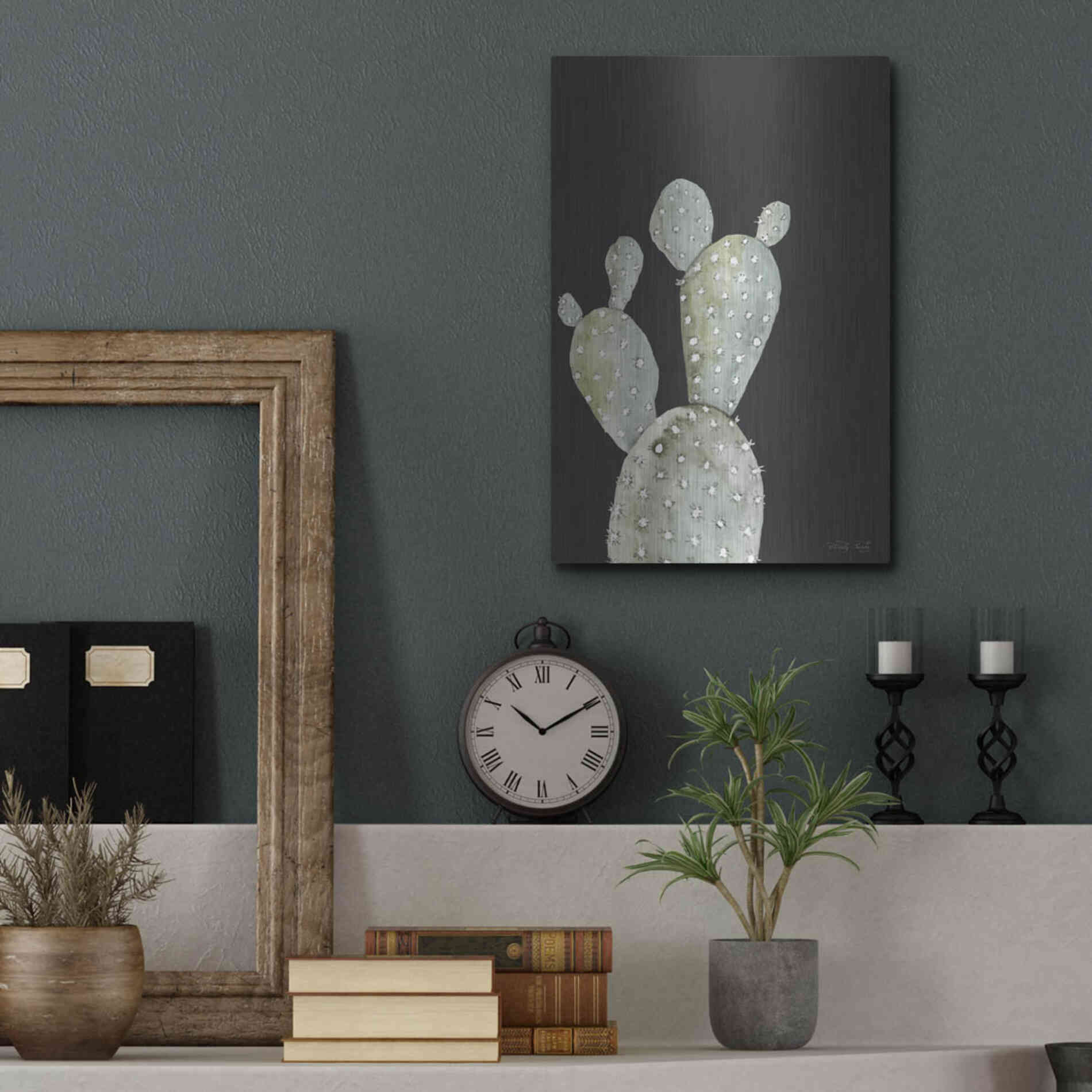 Luxe Metal Art 'Happy Cactus I' by Cindy Jacobs, Metal Wall Art,12x16