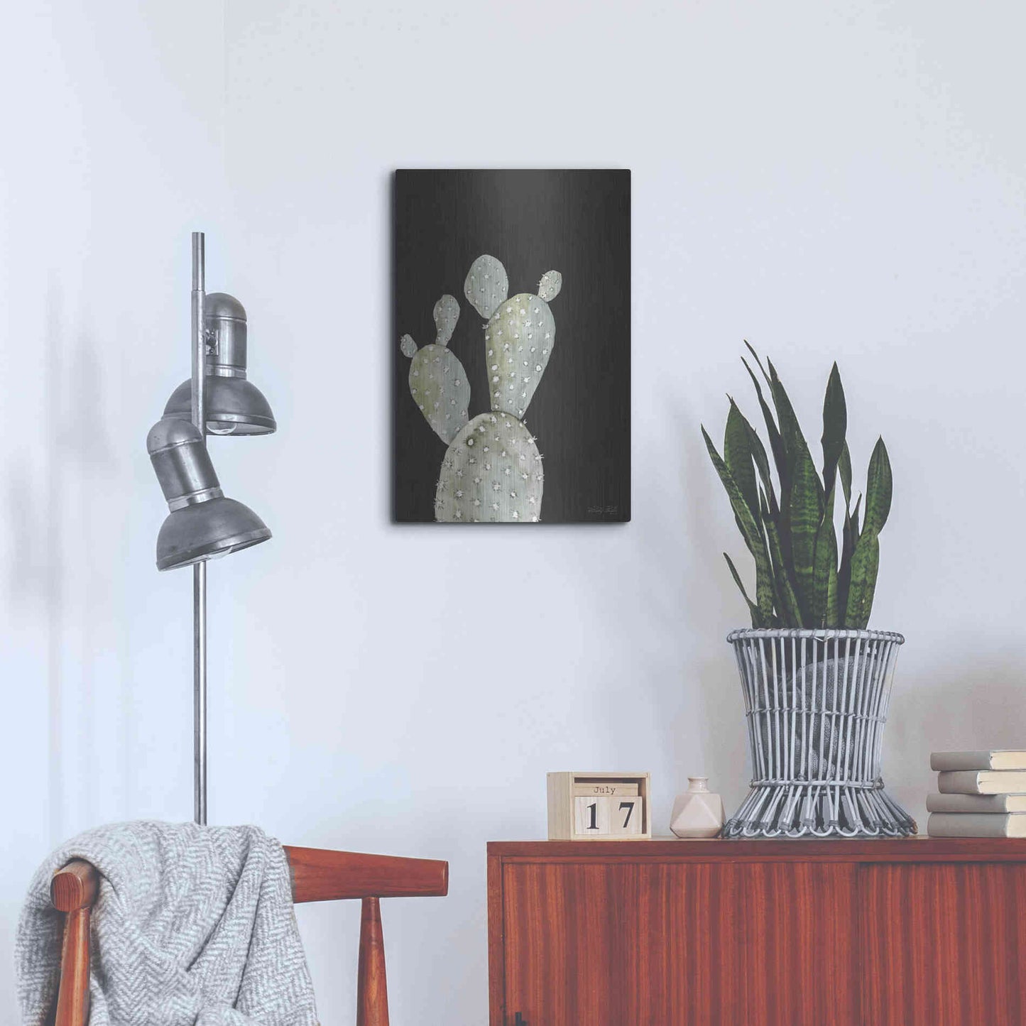 Luxe Metal Art 'Happy Cactus I' by Cindy Jacobs, Metal Wall Art,16x24