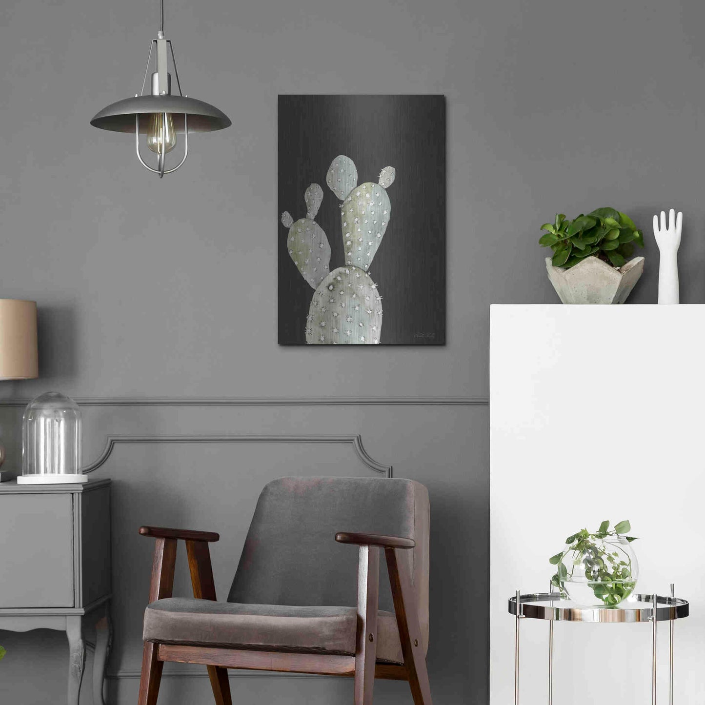 Luxe Metal Art 'Happy Cactus I' by Cindy Jacobs, Metal Wall Art,16x24