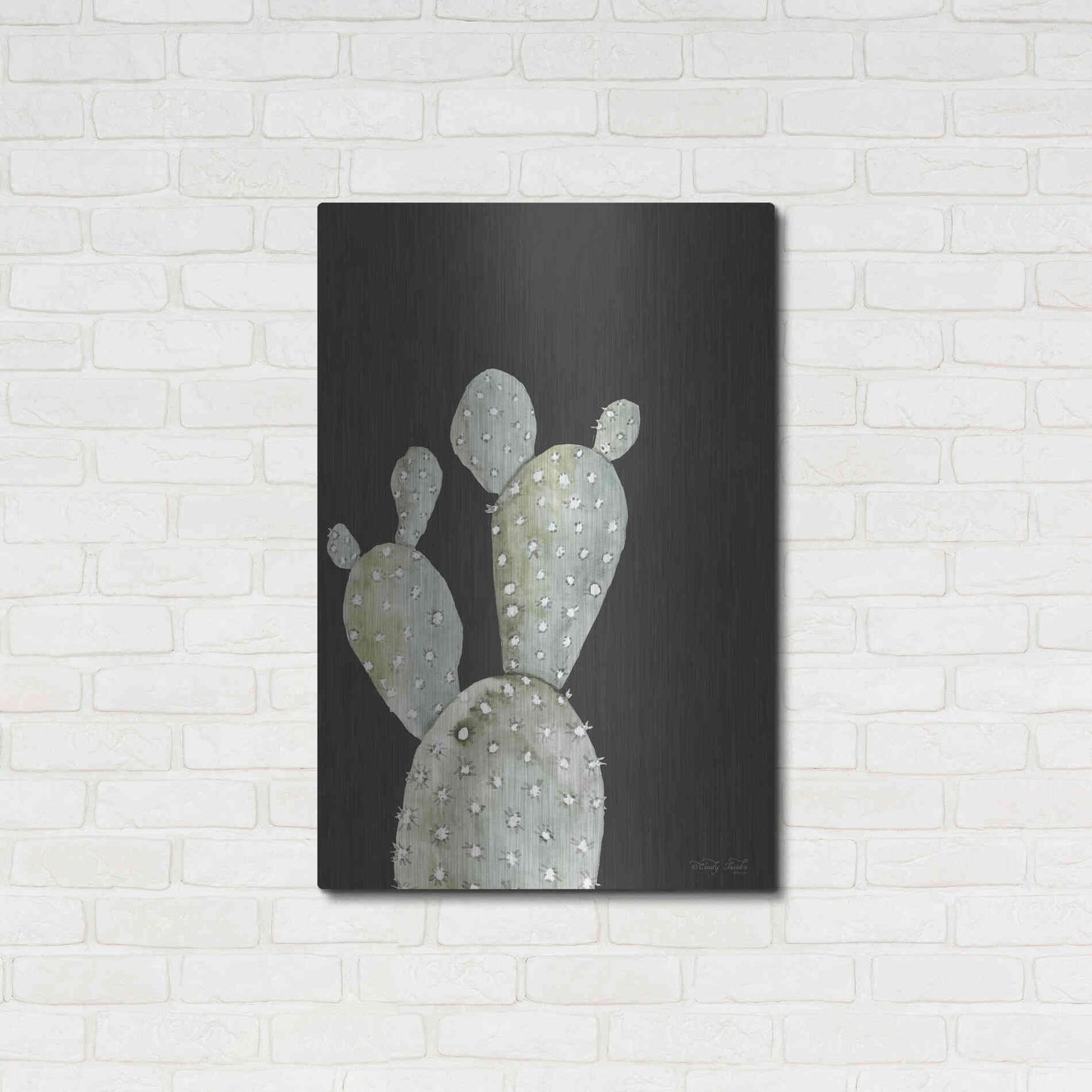 Luxe Metal Art 'Happy Cactus I' by Cindy Jacobs, Metal Wall Art,24x36