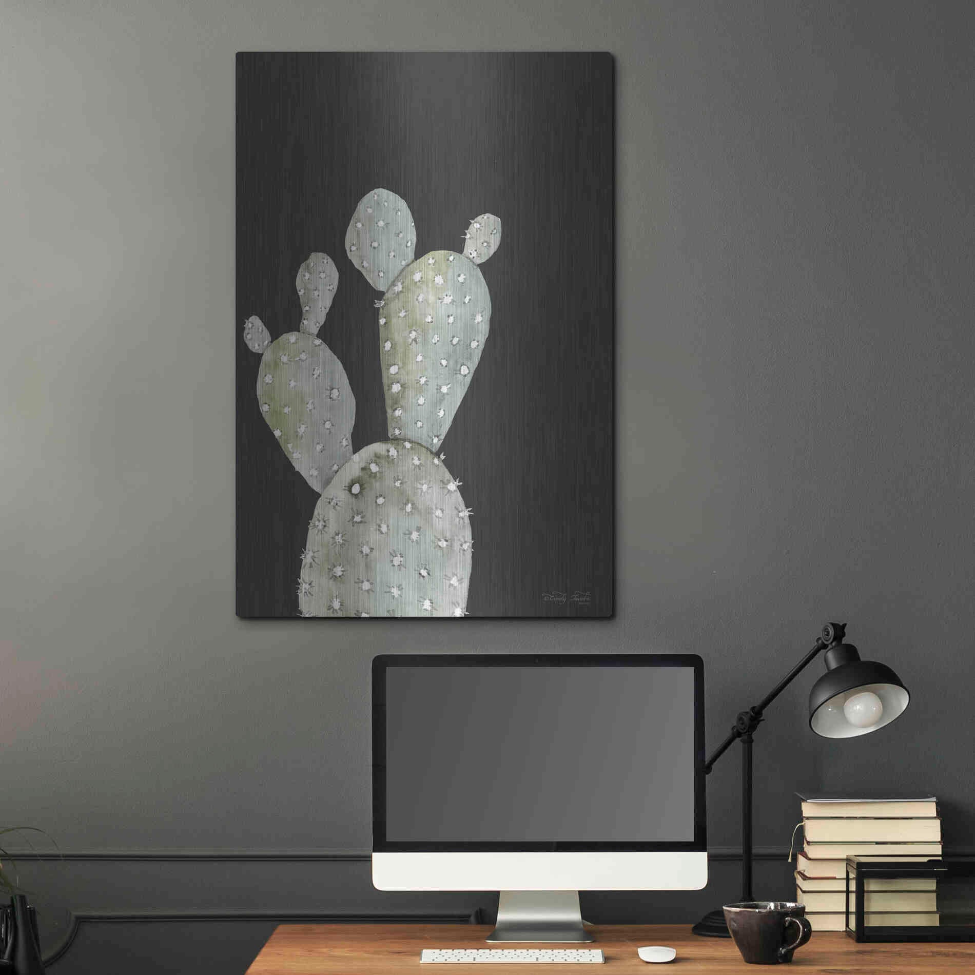 Luxe Metal Art 'Happy Cactus I' by Cindy Jacobs, Metal Wall Art,24x36