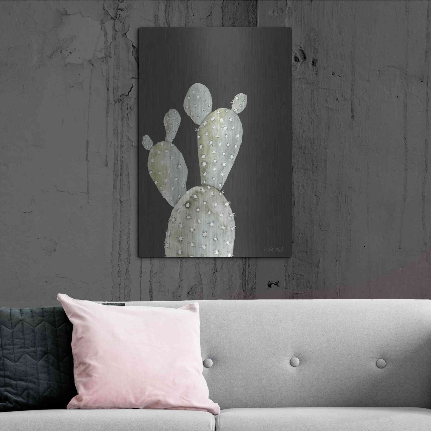 Luxe Metal Art 'Happy Cactus I' by Cindy Jacobs, Metal Wall Art,24x36