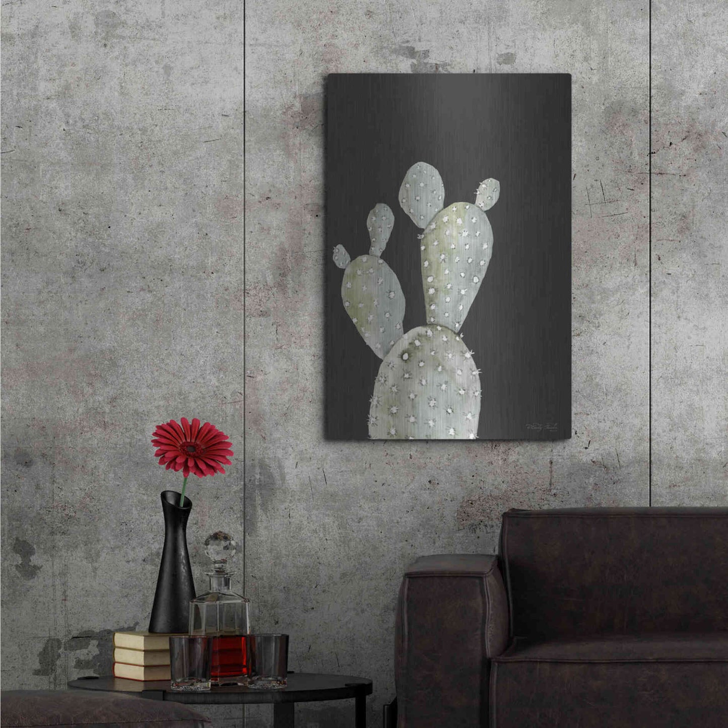 Luxe Metal Art 'Happy Cactus I' by Cindy Jacobs, Metal Wall Art,24x36