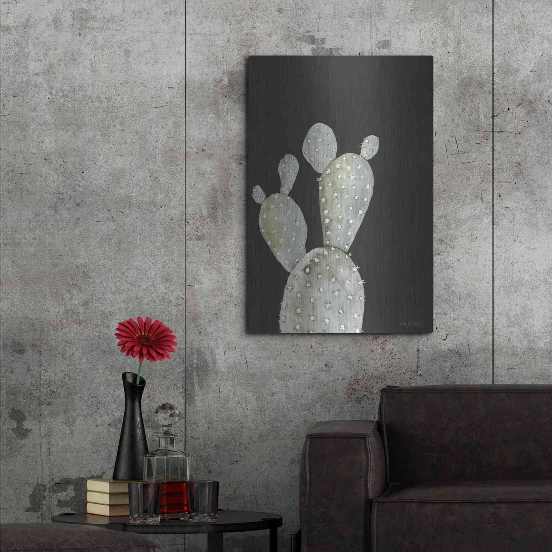 Luxe Metal Art 'Happy Cactus I' by Cindy Jacobs, Metal Wall Art,24x36