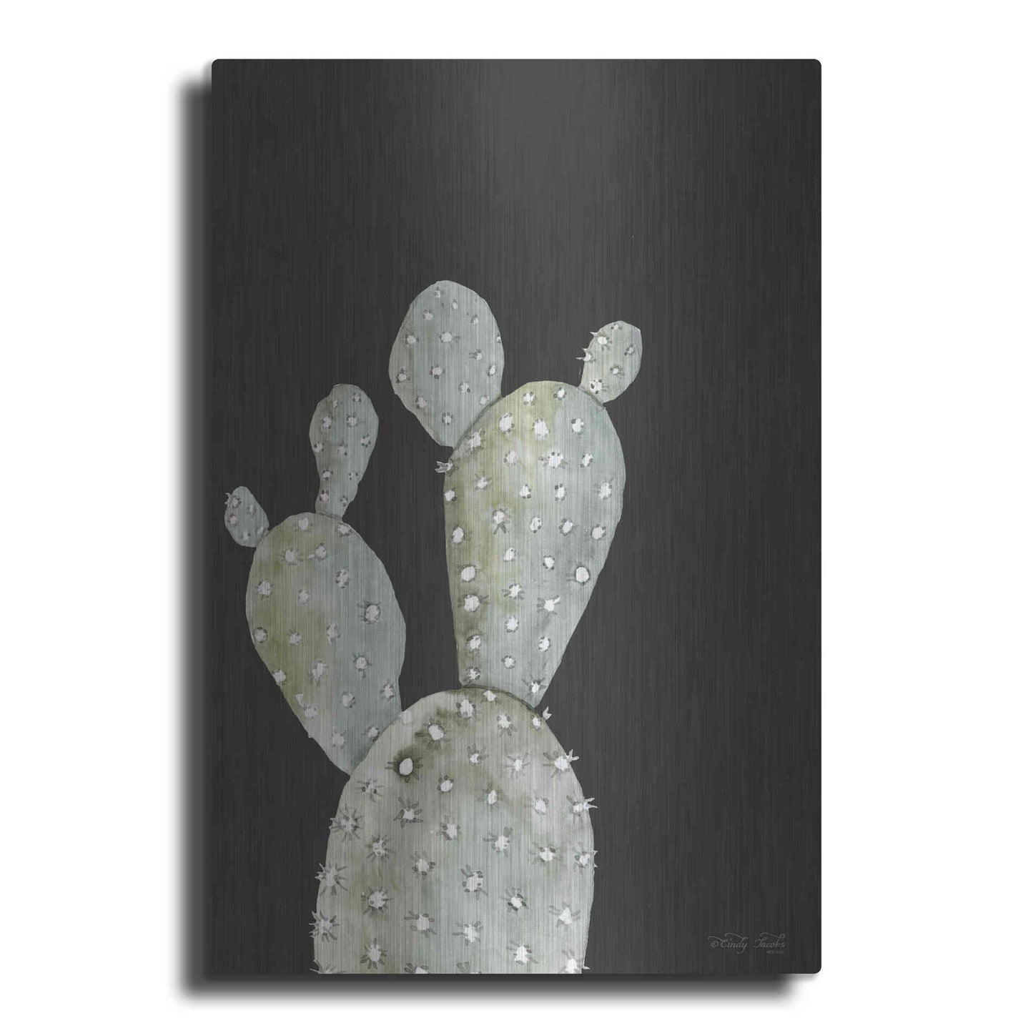 Luxe Metal Art 'Happy Cactus I' by Cindy Jacobs, Metal Wall Art