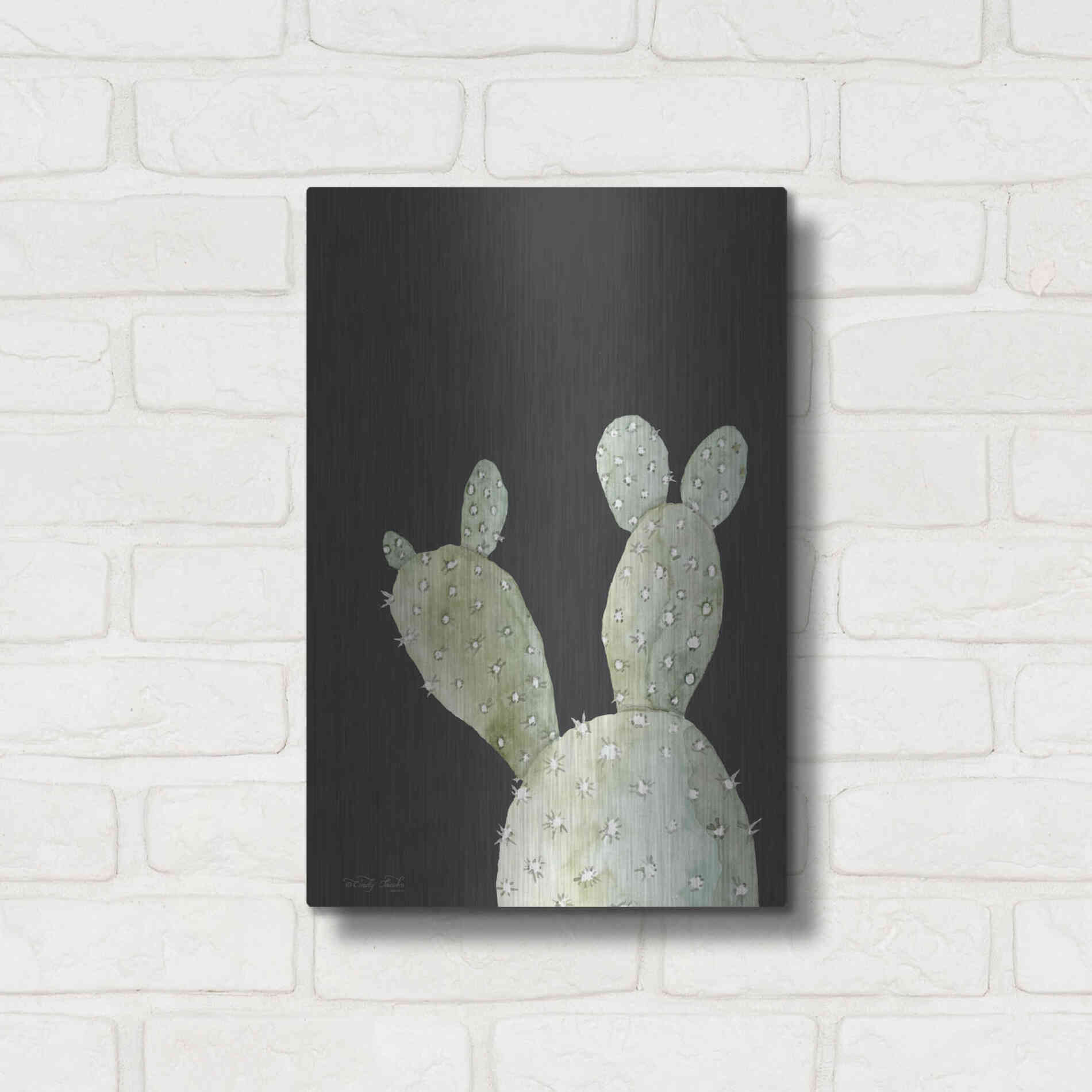 Luxe Metal Art 'Happy Cactus III' by Cindy Jacobs, Metal Wall Art,12x16
