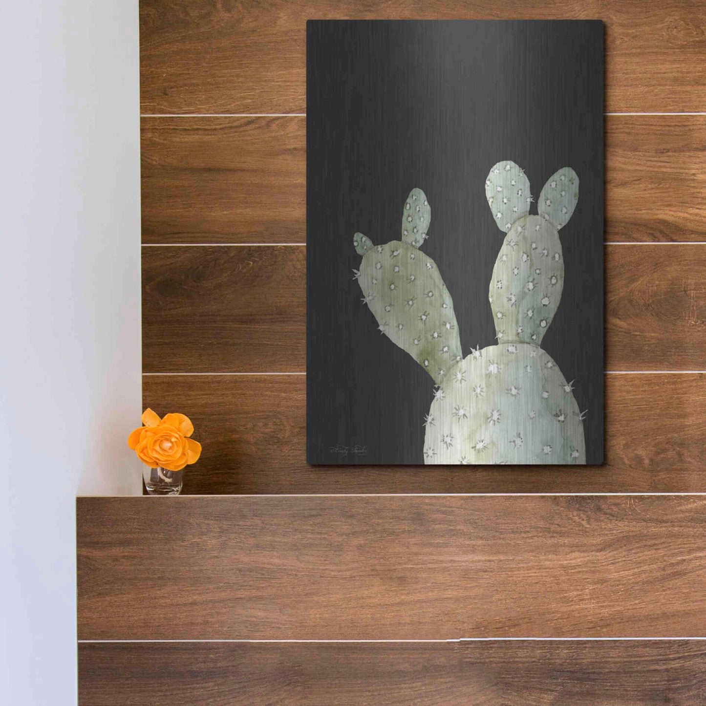 Luxe Metal Art 'Happy Cactus III' by Cindy Jacobs, Metal Wall Art,12x16