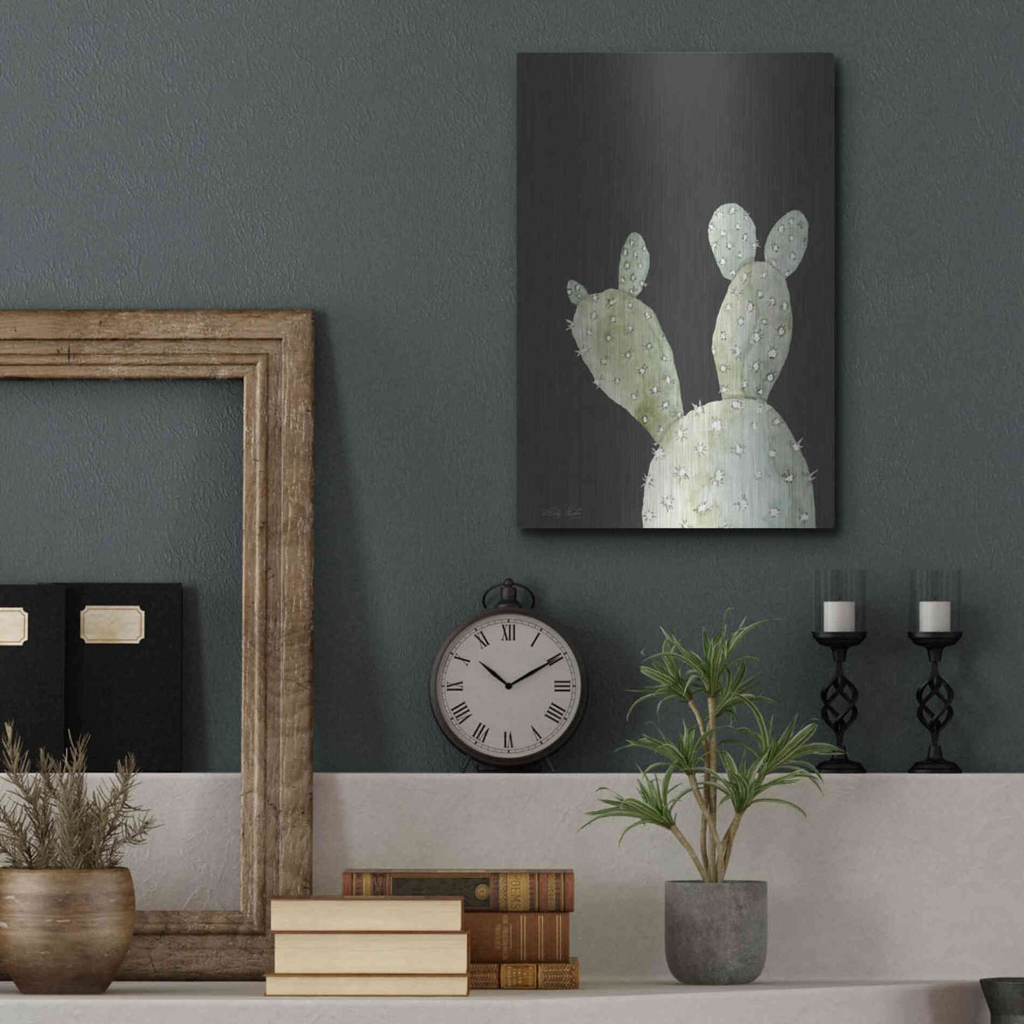 Luxe Metal Art 'Happy Cactus III' by Cindy Jacobs, Metal Wall Art,12x16