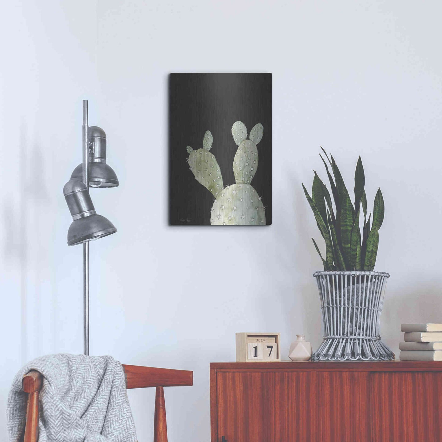 Luxe Metal Art 'Happy Cactus III' by Cindy Jacobs, Metal Wall Art,16x24