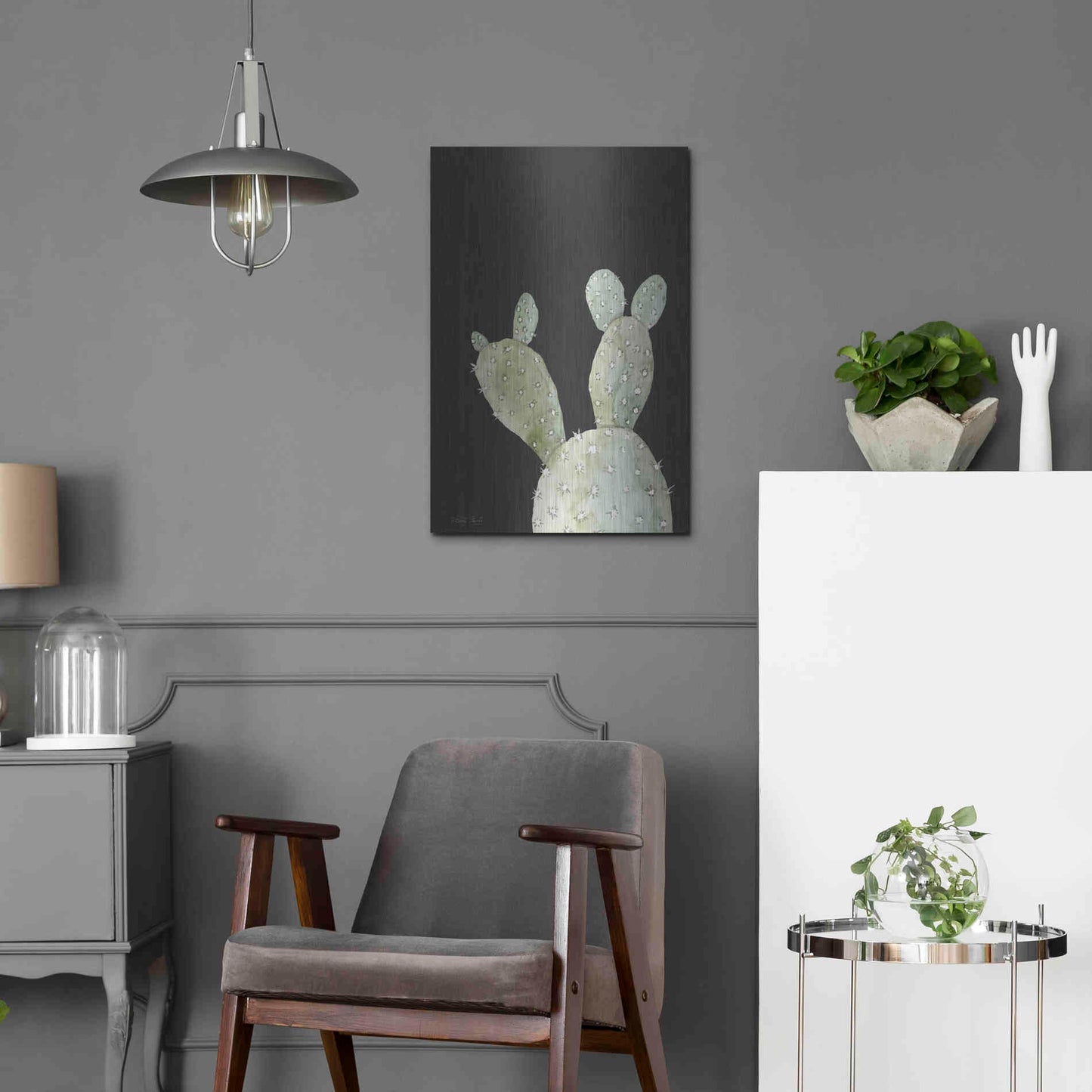 Luxe Metal Art 'Happy Cactus III' by Cindy Jacobs, Metal Wall Art,16x24