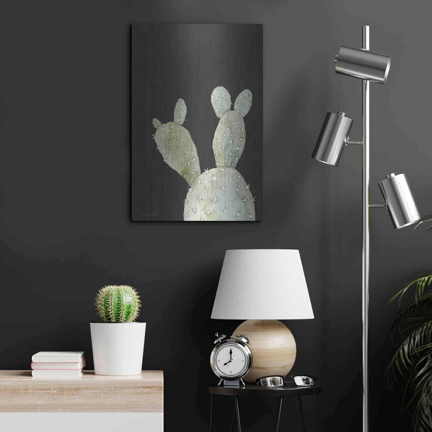 Luxe Metal Art 'Happy Cactus III' by Cindy Jacobs, Metal Wall Art,16x24