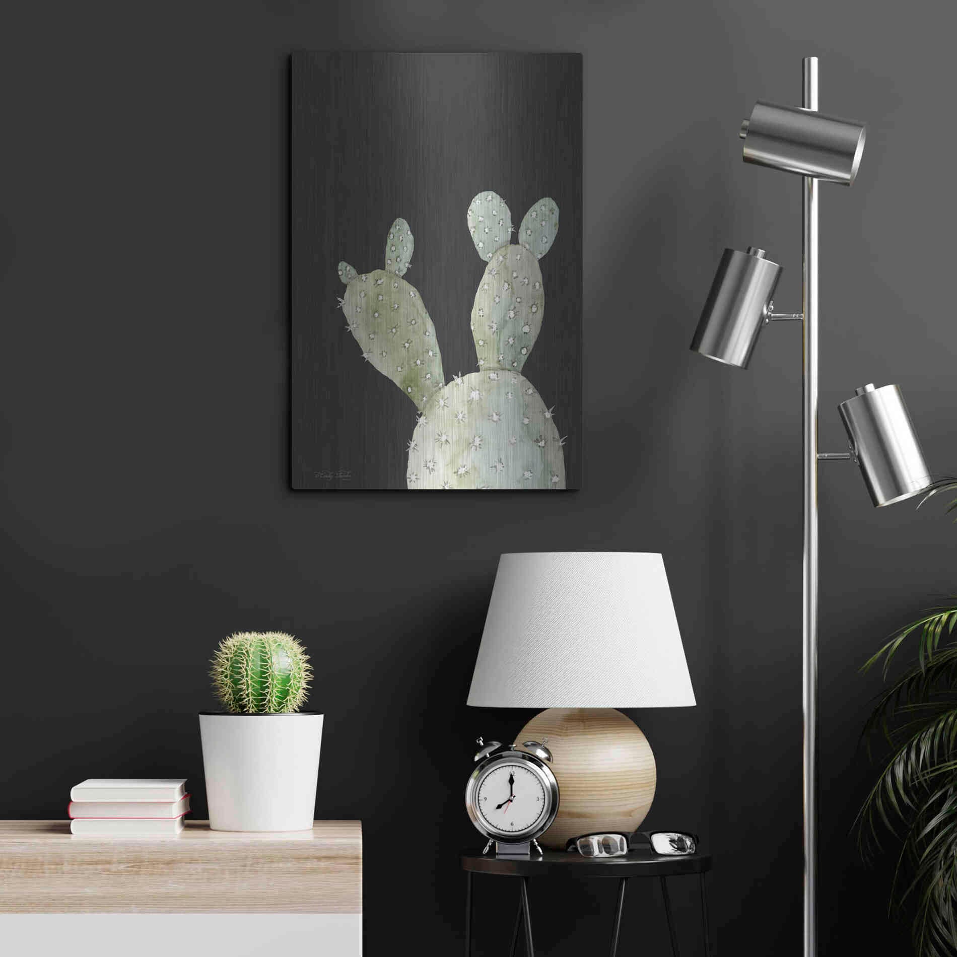 Luxe Metal Art 'Happy Cactus III' by Cindy Jacobs, Metal Wall Art,16x24