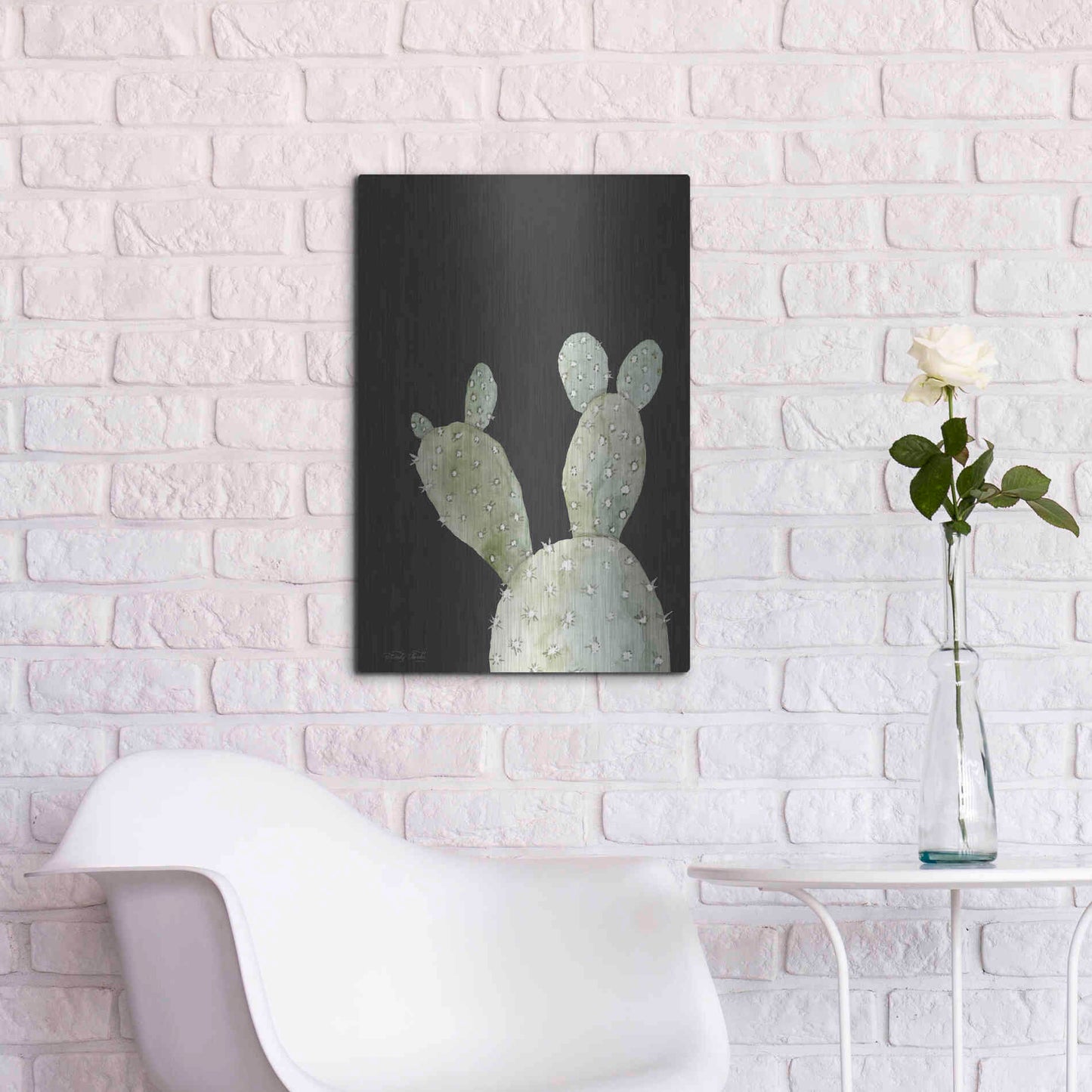 Luxe Metal Art 'Happy Cactus III' by Cindy Jacobs, Metal Wall Art,16x24