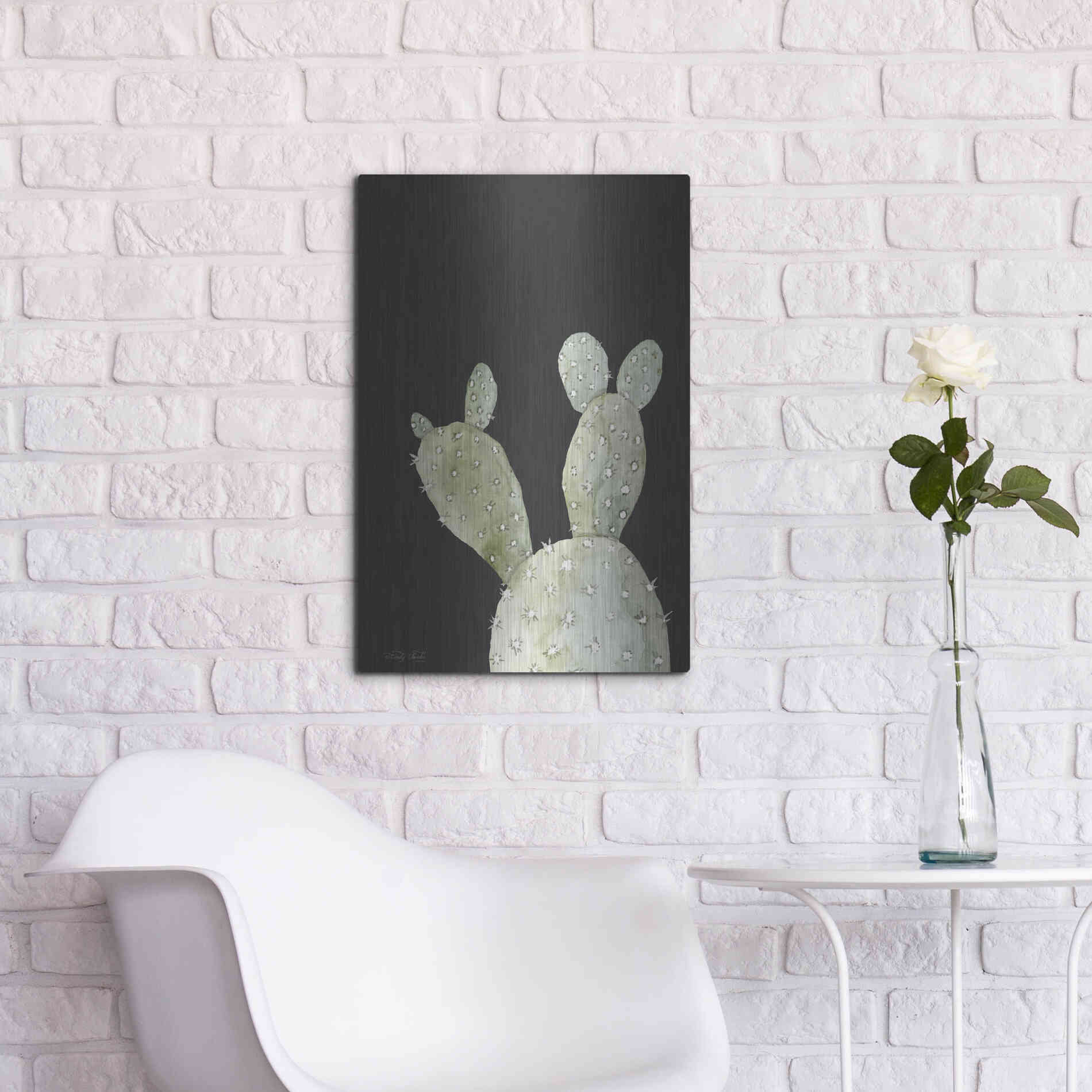 Luxe Metal Art 'Happy Cactus III' by Cindy Jacobs, Metal Wall Art,16x24