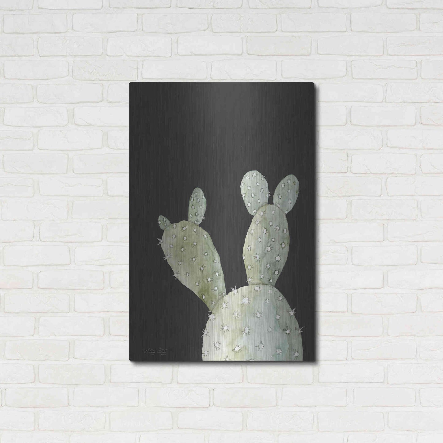 Luxe Metal Art 'Happy Cactus III' by Cindy Jacobs, Metal Wall Art,24x36