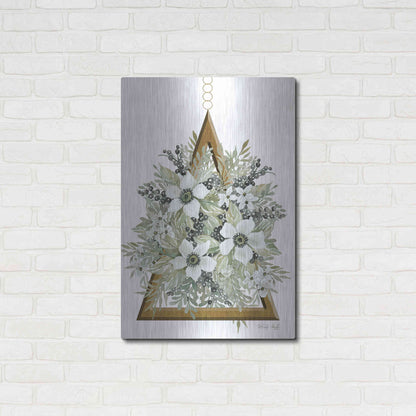Luxe Metal Art 'Geometric Triangle Muted Floral I' by Cindy Jacobs, Metal Wall Art,24x36