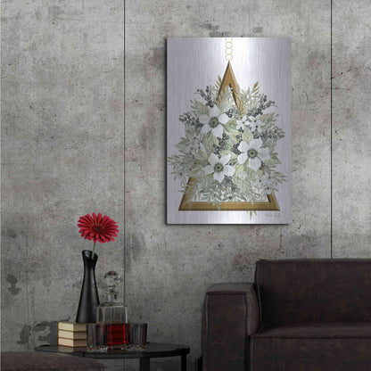 Luxe Metal Art 'Geometric Triangle Muted Floral I' by Cindy Jacobs, Metal Wall Art,24x36