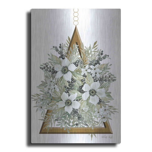Luxe Metal Art 'Geometric Triangle Muted Floral I' by Cindy Jacobs, Metal Wall Art