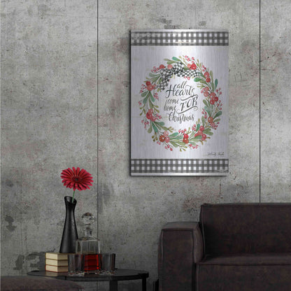 Luxe Metal Art 'All Hearts Come Home For Christmas I' by Cindy Jacobs, Metal Wall Art,24x36