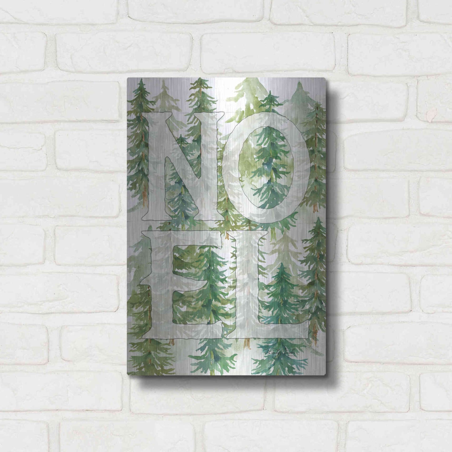 Luxe Metal Art 'Noel Woods' by Cindy Jacobs, Metal Wall Art,12x16