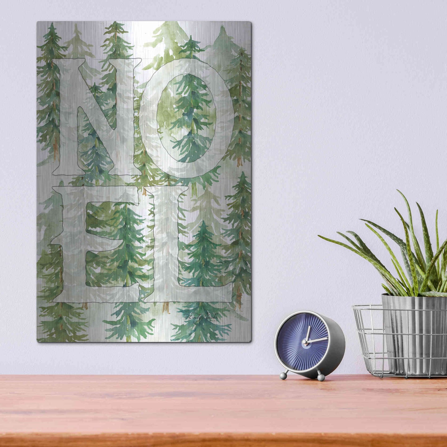 Luxe Metal Art 'Noel Woods' by Cindy Jacobs, Metal Wall Art,12x16