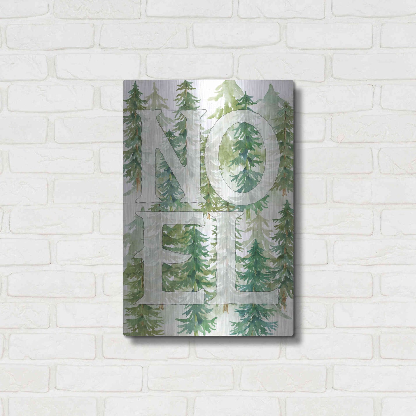 Luxe Metal Art 'Noel Woods' by Cindy Jacobs, Metal Wall Art,16x24