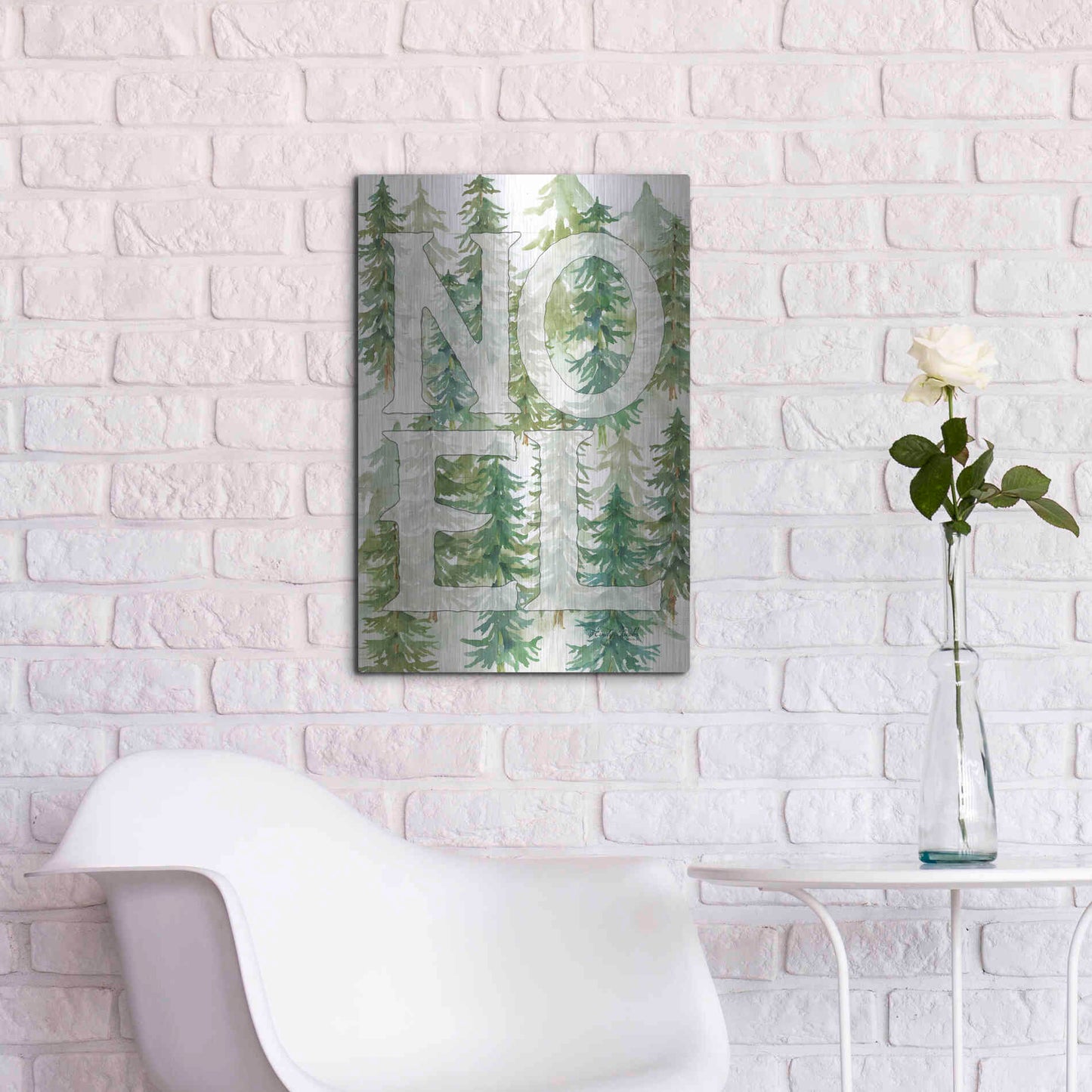 Luxe Metal Art 'Noel Woods' by Cindy Jacobs, Metal Wall Art,16x24