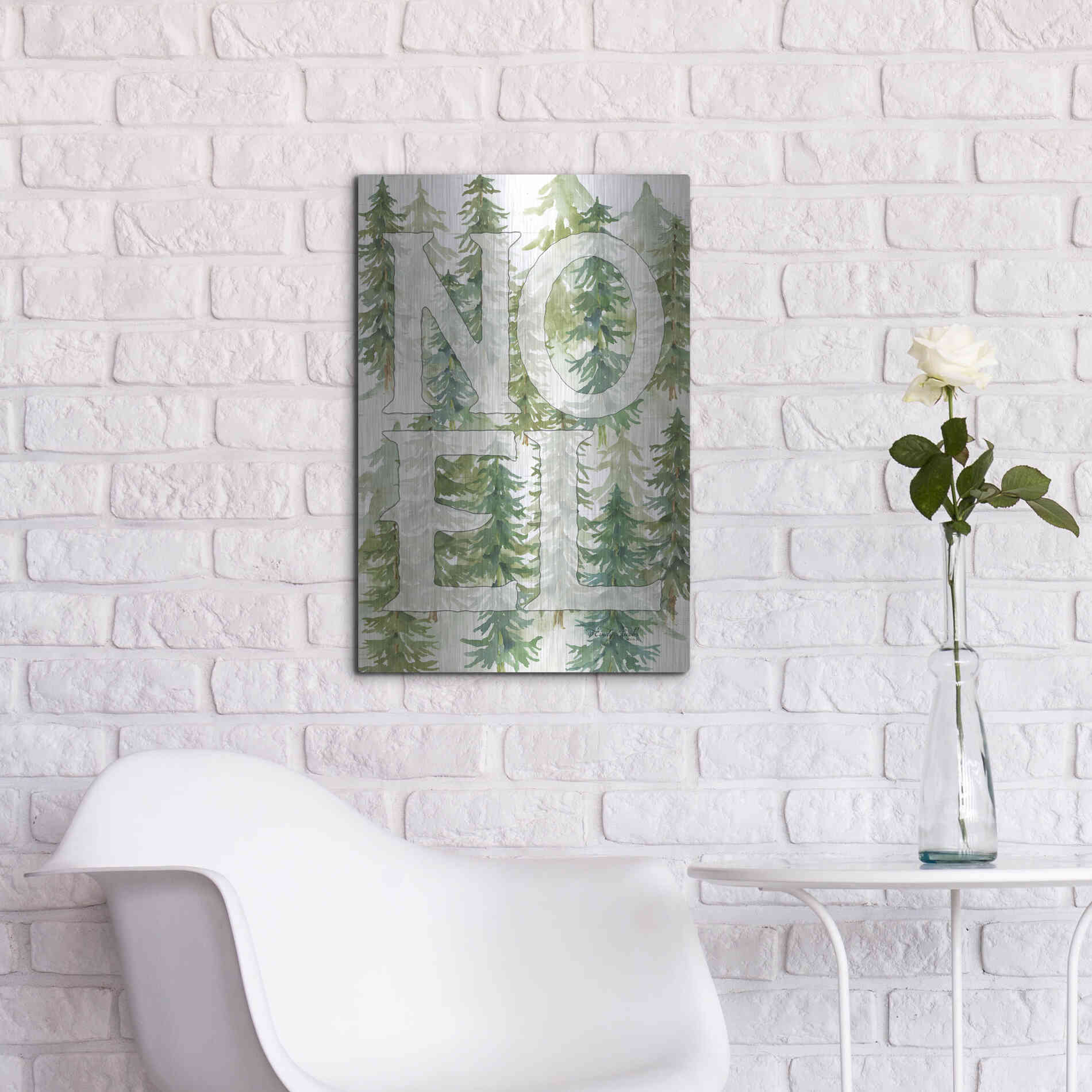 Luxe Metal Art 'Noel Woods' by Cindy Jacobs, Metal Wall Art,16x24