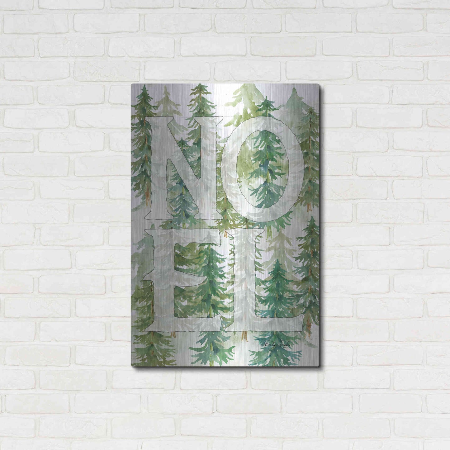 Luxe Metal Art 'Noel Woods' by Cindy Jacobs, Metal Wall Art,24x36